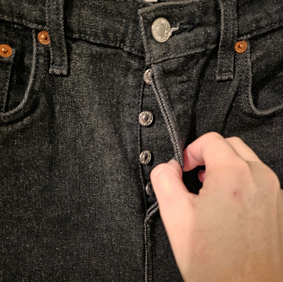 Re/Done Black Noir OP Buttonfly Raw Hem Jeans Size 29 - Picture 4 of 13